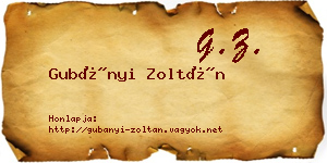 Gubányi Zoltán névjegykártya